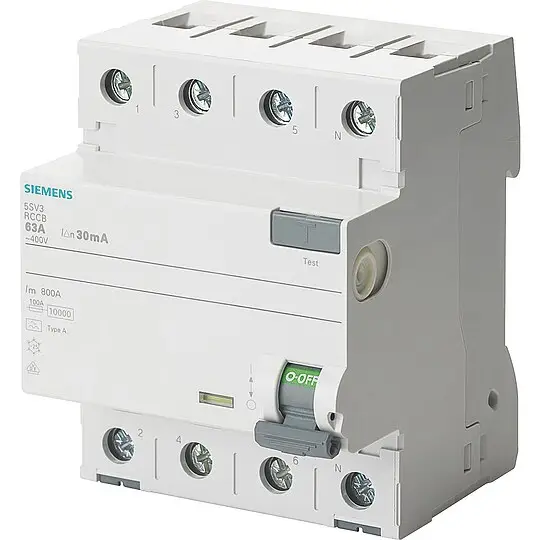 FI-Schutzschalter Siemens, 4-polig, Typ A, 40A, 500 mA, 5SV3744-6 Neu Im Sortiment