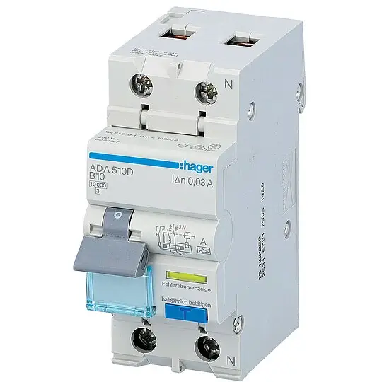 FI/LS-Schutzschalter Hager 1p+N,Typ A,B10A,30 mA,10 kA, ADA510D Online Kaufen