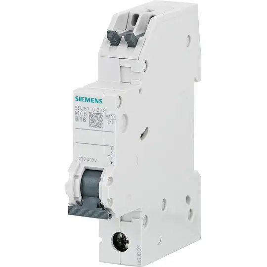 Abverkauf Leitungsschutzschalter Siemens, 6KA, 1-polig, B16A, 5SJ6116-6KS