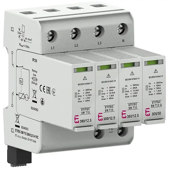 ETI Kombiableiter ETITEC SM T12 300/12,5 3+1 RC, REG Sichere Zahlung
