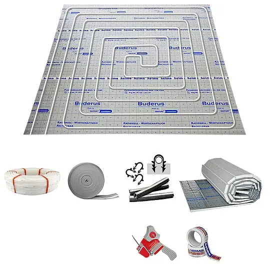 Heißes Angebot 10 m² Fußbodenheizung-Set - Tackersystem Dämmstärke 35-3 mm - PE-RT 5-Schichtrohr 16 x 2 mm