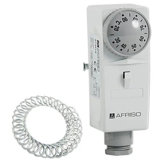 AFRISO GAT/7RC Anlegethermostat Sicherheitsbegrenzer Anlegefühler - Einstellung 20 bis 90°C - 67401 Neuheit