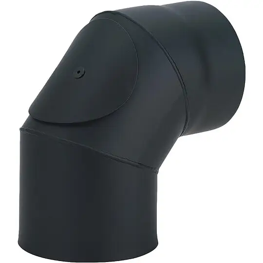 Neue Kollektion Rauchrohrbogen Ø 150 mm mit Reinigungstür, 90°, lackiert, schwarz