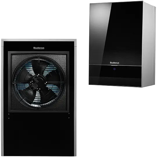 Buderus Luft-Wasser-Wärmepumpe Logatherm WLW196i-14 IR B bivalent mit integriertem Mischer zur Kesseleinbindung, schwarz - 7739610132 Neue Ware