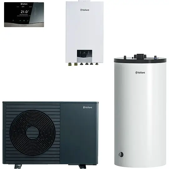 Kostenloser Versand Vaillant Wärmepumpenpaket 4.3326 aroTHERM plus VWL 35/8.1 A S2 mit Hydraulikstation, Speicher 200 l, Regelung VRC 720/3 - 8000044755