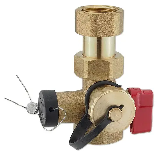 Messing-Kappenventil Heizung 3/4'' IG x 3/4'' IG - bis 130°C - mit Plombiervorrichtung Echt