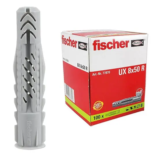Meistverkauft 100 Stk. Fischer Universaldübel mit Rand UX 8 x 50 R - 77870