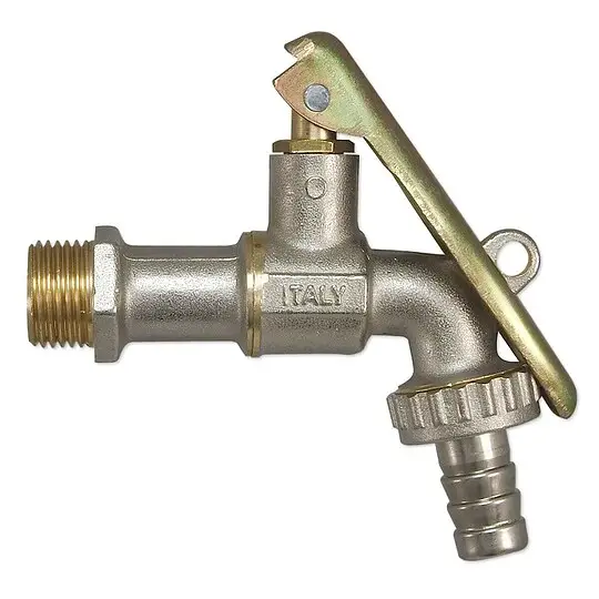 Kugelhahn Auslaufventil 1/2'' abschließbar - DN 15 - mit Schlosshalterung, Hebelgriff und Schlauchtülle 3/4'' Online Kaufen