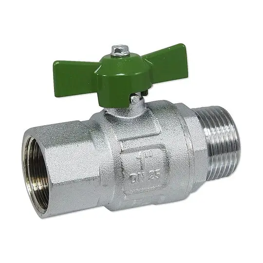 Kostenloser Rückversand Kugelhahn 1'' IG x 1'' AG - DN 25 - Messing vernickelt - mit Flügelgriff grün - voller Durchgang - mit DVGW
