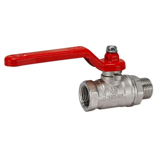 Kugelhahn 3/8'' IG x 3/8'' AG - DN 10 - Messing vernickelt - mit Hebelgriff rot Online Kaufen