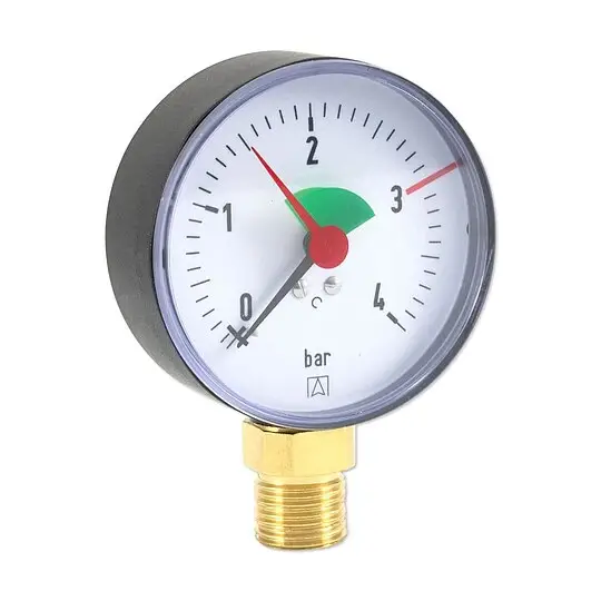 AFRISO Manometer HZ 80 - Anschluss radial 1/2'' AG - Anzeige 0-4 bar, rote Markierung bei 3,0 bar Aktuell