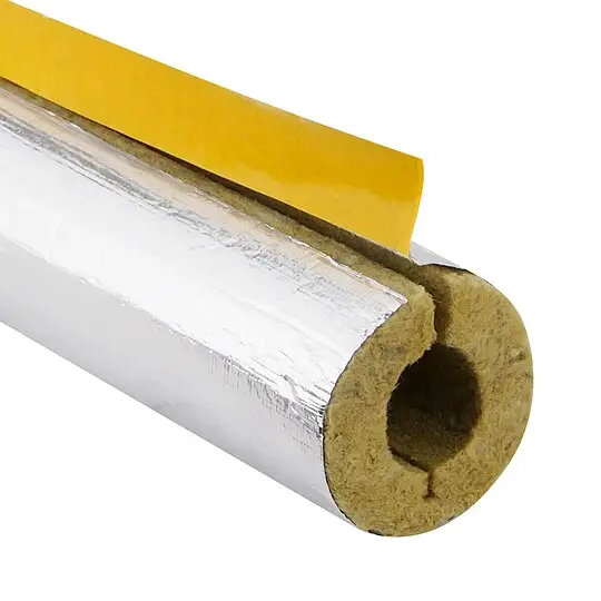 Billig Steinwoll-Rohrschalen alukaschiert für Rohr 28 mm - Dämmschichtdicke 17 mm - geschlitzt - selbstklebend - Länge 1 m - 50% GEG