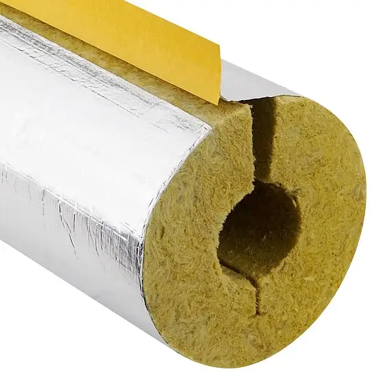 Gratis Versand Steinwoll-Rohrschalen alukaschiert für Rohr 35 mm - Dämmschichtdicke 34 mm - geschlitzt - selbstklebend - Länge 1 m - 100% GEG