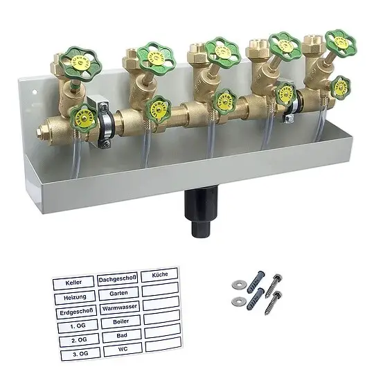 Kompakt-Wasserverteiler, Zulauf 1 1/4'' mit 5 Abgängen Neue Ware