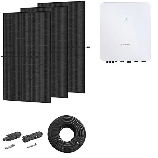 Solange Der Vorrat Reicht Photovoltaik-Paket 10 kWp mit Sungrow Wechselrichter 10 kW, 24 Solarmodulen Glas-Glas full black