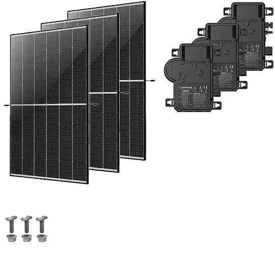 Kostenfreie Lieferung Photovoltaik-Paket 15 kWp mit Enphase Mikrowechselrichtern, 36 Solarmodulen Glas-Glas black frame