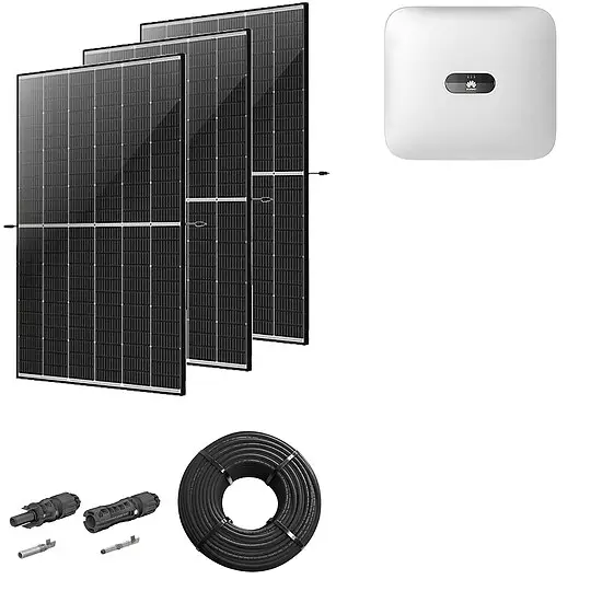 Rabatt Photovoltaik-Paket 8 kWp mit Huawei Wechselrichter 8 kW, 20 Solarmodulen Glas-Glas black frame