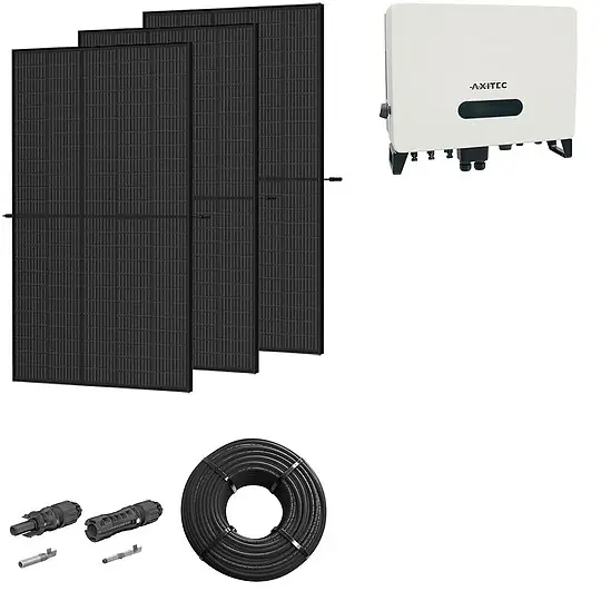 Top-Angebot Photovoltaik-Paket 8 kWp mit AXITEC Wechselrichter 8 kW, 20 Solarmodulen Glas-Glas full black