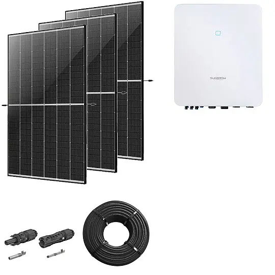 Photovoltaik-Paket 8 kWp mit Sungrow Wechselrichter 8 kW, 20 Solarmodulen Glas-Glas black frame Ausverkauf