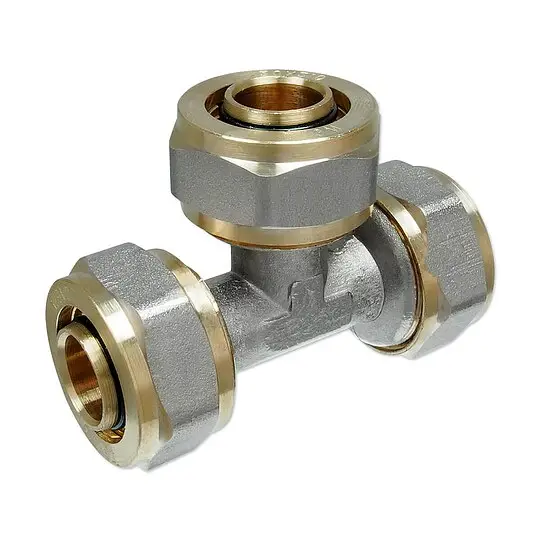 Ausverkauf Schraubfitting-T-Stück 26 x 3,0 - 26 x 3,0 - 26 x 3,0 mm für Alu-Mehrschicht-Verbundrohr