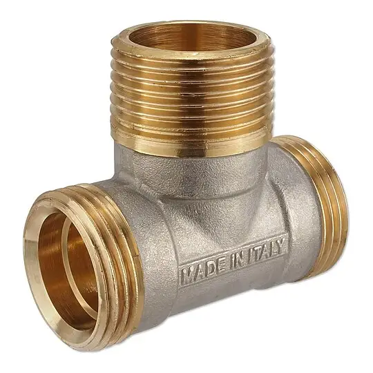 Top-Preis Messing T-Stück für Klemmringverschraubung 1'' Eurokonus - 1'' AG - 1'' Eurokonus