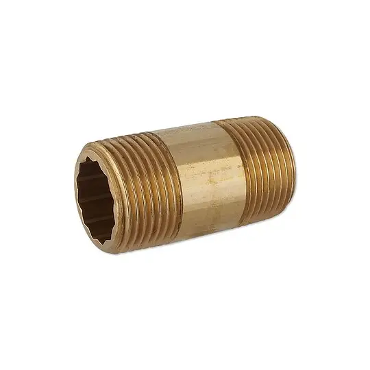 Messing Gewindefitting-Doppelnippel lang - Langnippel - 1'' x 60 mm Echt