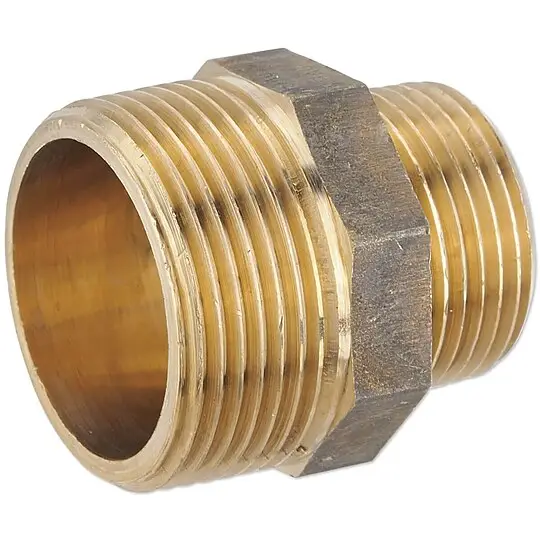Top-Preis Rotguss Gewindefitting-Reduktionsnippel 1 1/4'' AG x 1'' AG - mit Sechskant