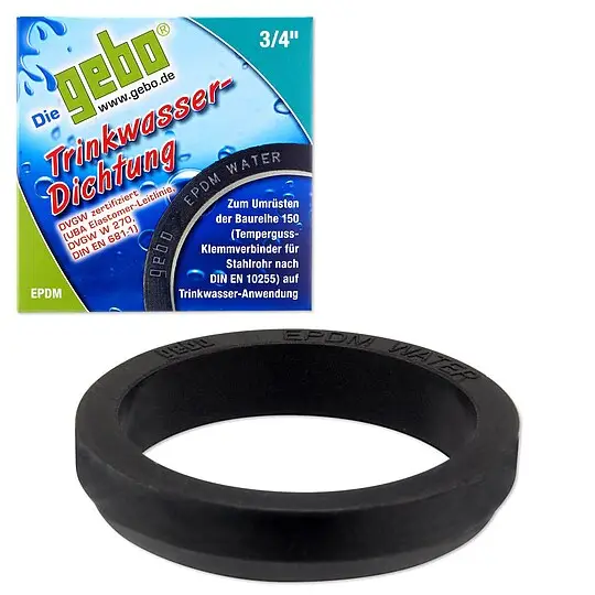 Neu Im Sortiment GEBO-Gummiformring 3/4'' aus EPDM - zum Umrüsten auf Trinkwasseranwendung bis 25°C