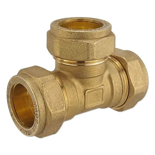 Messing-Klemm-T-Stück für Kupferrohre - 15 x 15 x 15 mm für Heizung und Trinkwasser Neu