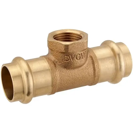Press-T-Stück aus Rotguss 22 - 1/2'' IG - 22 mm für Kupferrohre - DVGW-zertifiziert - für V- & M-Kontur Sichere Zahlung