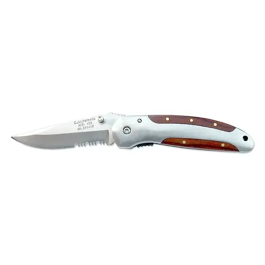 HERBERTZ Einhandmesser - Klinge rostfrei 7,6 cm - AISI 420 - Griff Pakkaholz - 256410 Neu