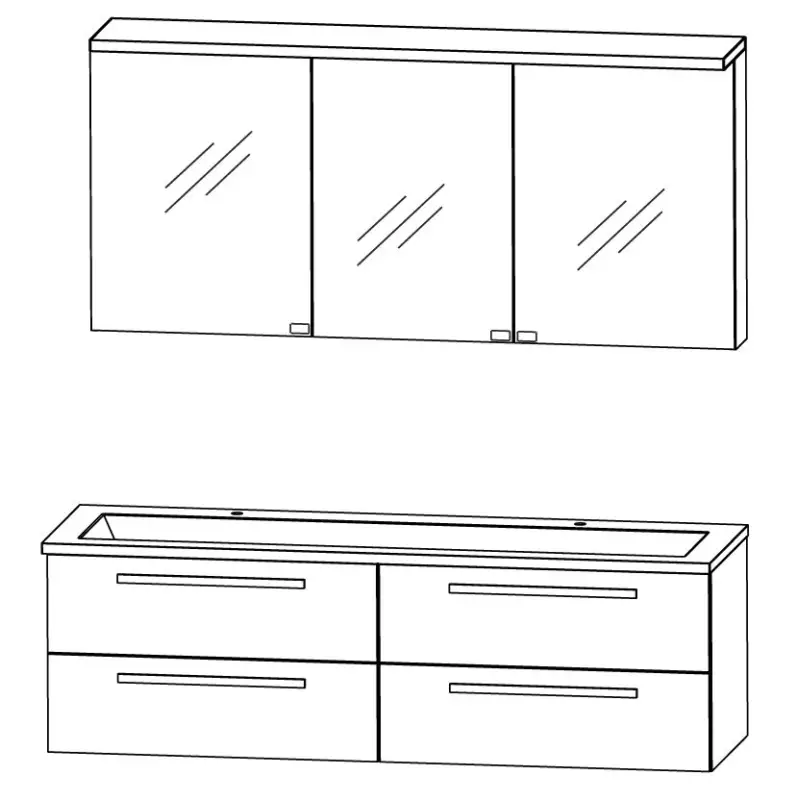 Super-Preis Puris Star Line Badmöbel Set 160,6 cm breit – Spiegelschrank mit Gesimsboden inkl. LED Beleuchtung