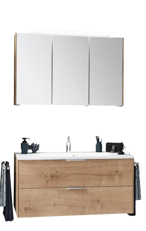 Nur Heute Puris d.light Badmöbel Set 123,2 cm breit, mit Einzelwaschtisch - Set 1
