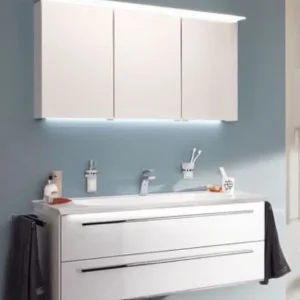 b.bright - Badmöbel-Set 120 cm breit inkl. Spiegelschrank / gerade Form Top-Angebot