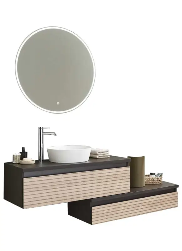 Puris Vialli Badmöbel Set 150 cm breit - Becken mittig Begrenztes Angebot