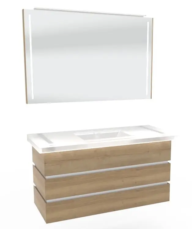 Thielemeyer Fresh Massivholz Badmöbelset mit Keramikwaschtisch - 122 cm Must-Have