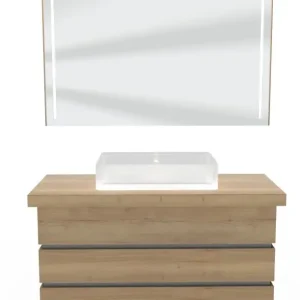 Solange Der Vorrat Reicht Thielemeyer Fresh Massivholz Badmöbelset mit Aufsatzbecken - 122 cm