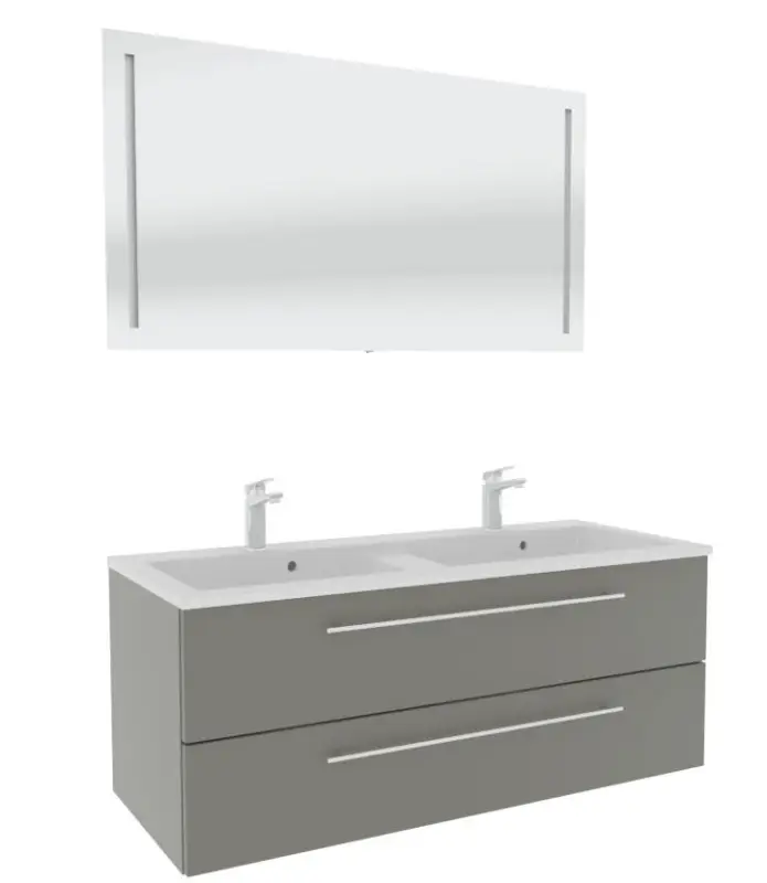 Puris Fresh Badmöbel Set mit Mineralmarmor- oder Glasdoppelwaschtisch - 120 cm Ausverkauf