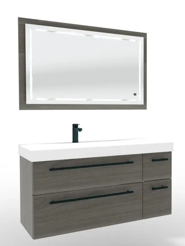 Echt Puris c!mano Badmöbel Set - 120 cm Ablagefläche rechts