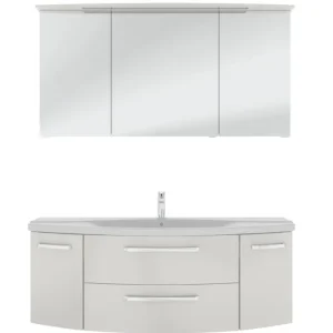 Top-Angebot Pelipal 4010 Badmöbel Set inkl. Spiegelschrank mit Kranzbeleuchtung - 140 cm