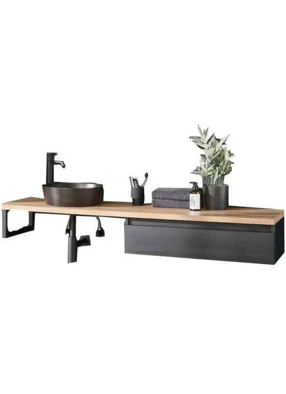 Markenprodukt Puris Vialli Waschtisch mit Unterschrank 160 cm breit - Becken links