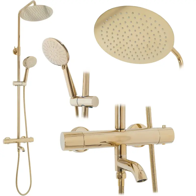 Ausverkauf Thermostat Duschset Lungo Gold