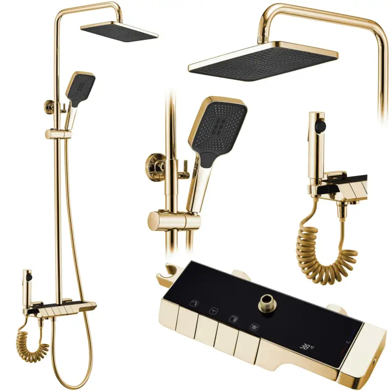 Duschgarnitur mit Thermostat REA ROB Gold Rabatt