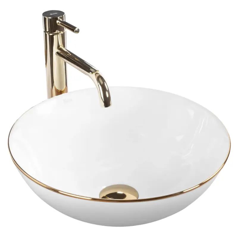 Aufsatzwaschbecken Stella white gold edge Begrenztes Angebot