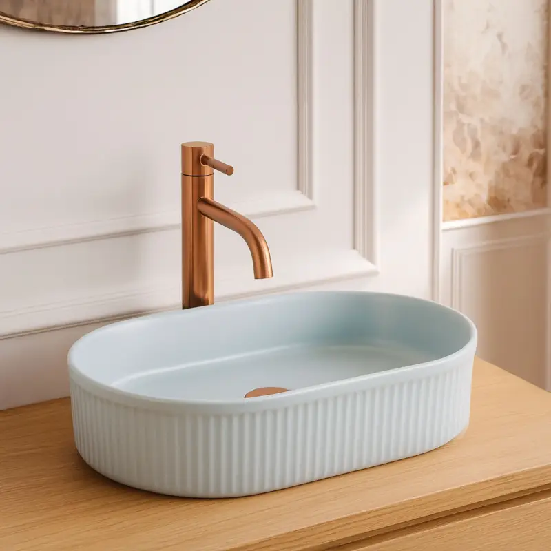 Rabatt Aufsatzwaschbecken Rea Vanda Baby Blue Matt