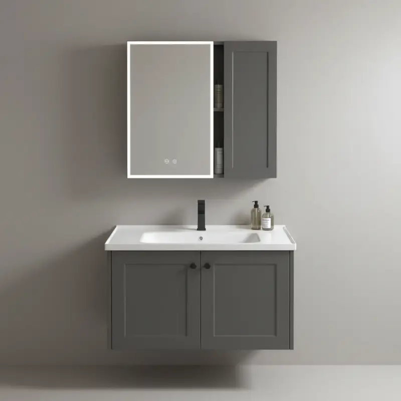 Finale Aktion Badezimmermöbel-Set mit Waschbecken Monti 60cm Grey
