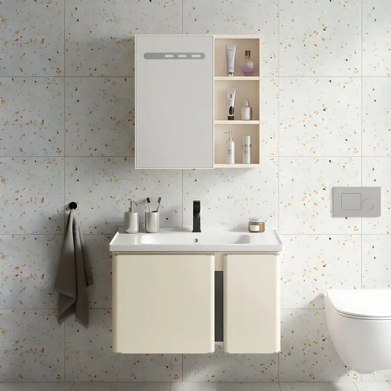 Solange Der Vorrat Reicht Badezimmermöbel-Set mit Waschbecken Tula 60cm Beige