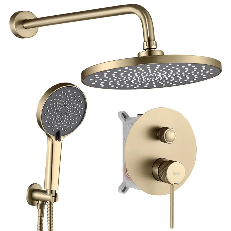 Unterputz Duschset Rea Lungo Stripe Gold Brush + BOX Versand Am Gleichen Tag