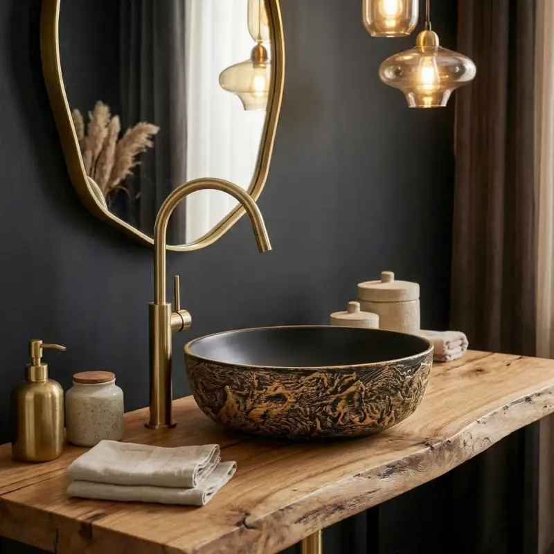 Abverkauf Aufsatzwaschbecken Rea Babilon Gold