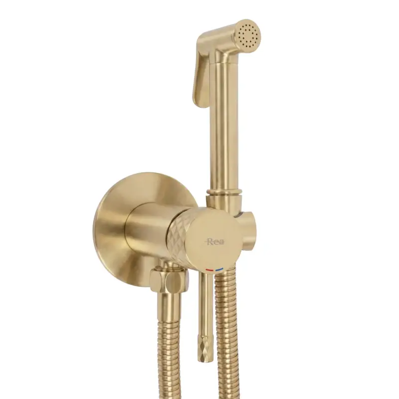 Neu Im Sortiment BidetarmaturRea Lungo Loop Diamond Brush Gold